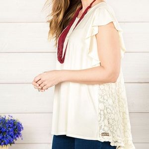 Matilda Jane Womens Simply Lacy Cream Top, Small